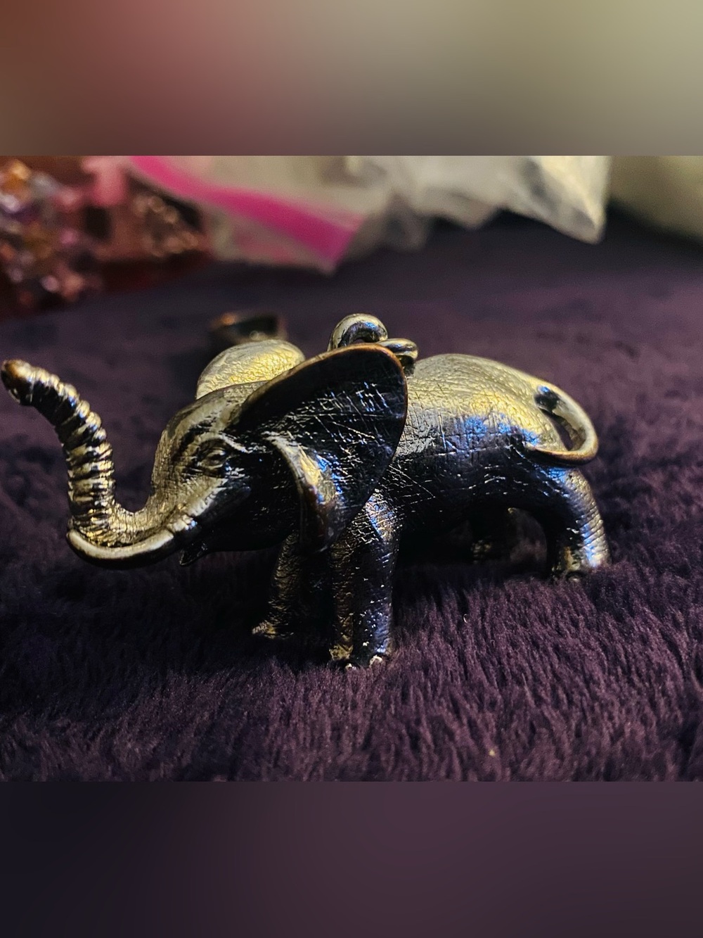Vintage Silver Tone Banana Republic Elephant Keychain